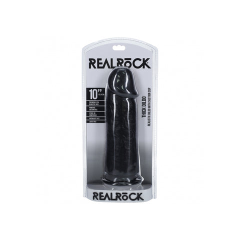 Realrock Extra Thick Realistic Dildo No Balls 10 Inch Black