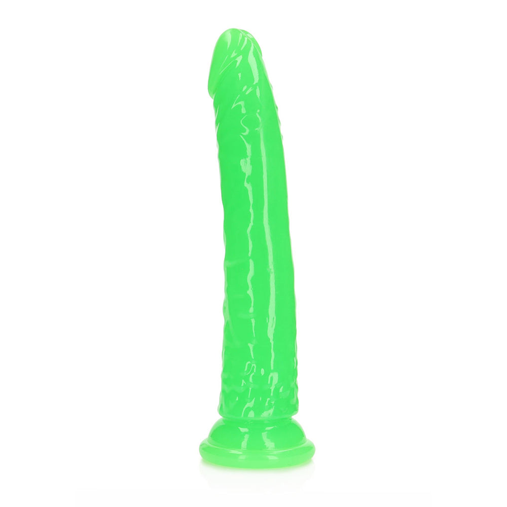 Realrock Glow In The Dark Slim Dildo 10 inch Neon Green