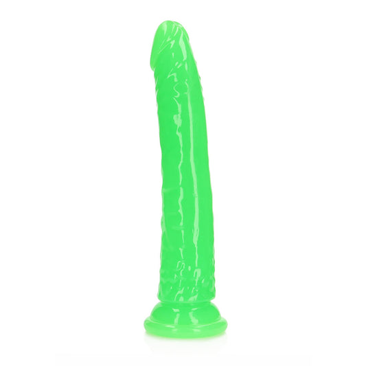 Realrock Glow In The Dark Slim Dildo 10 inch Neon Green
