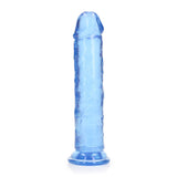 Realrock Crystal Clear Straight Realistic Dildo With Suction Cup 8 inch Blue