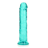 Realrock Crystal Clear Straight Realistic Dildo With Suction Cup 8 inch Turquoise