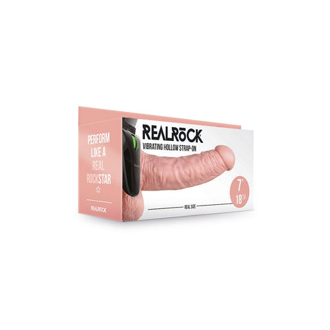 Realrock Vibrating Hollow Strap-On With Balls 7 Inch Flesh