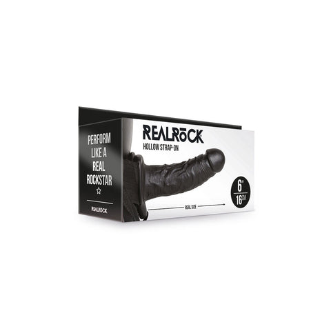 Realrock Hollow Strap-On Without Balls 6 Inch Black