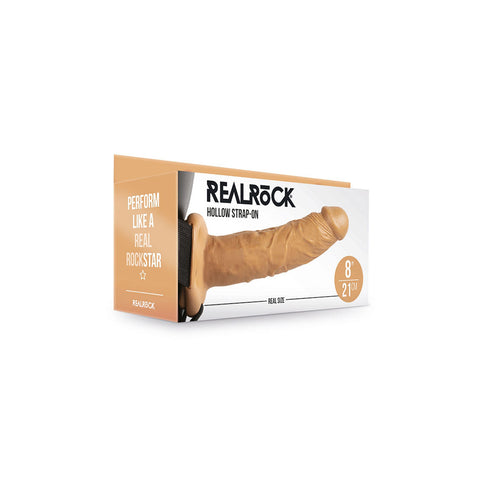 Realrock Hollow Strap-On Without Balls 8 Inch Tan