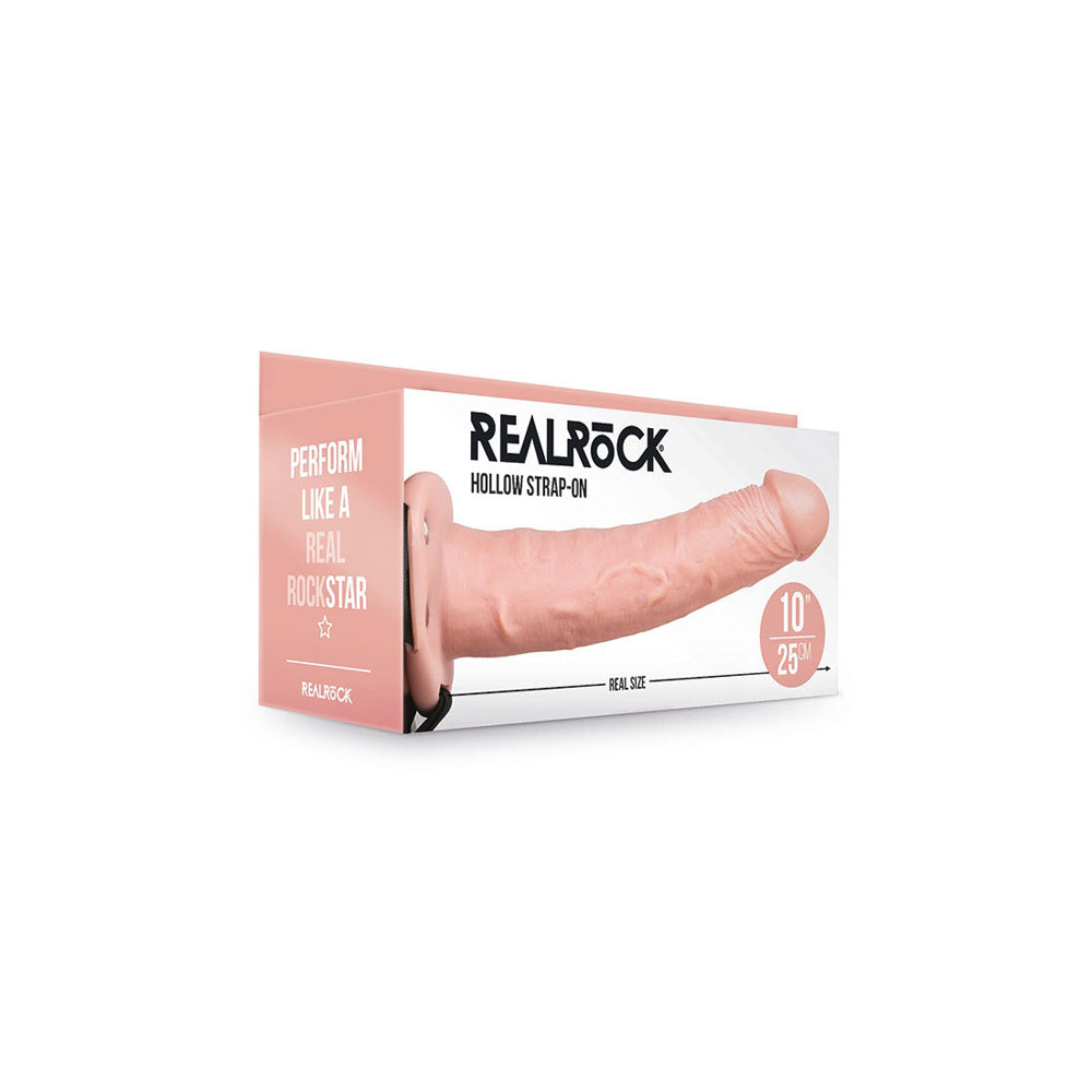 Realrock Hollow Strap-On Without Balls 10 Inch Flesh