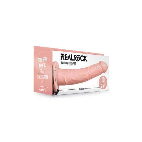 Realrock Hollow Strap-On Without Balls 10 Inch Flesh