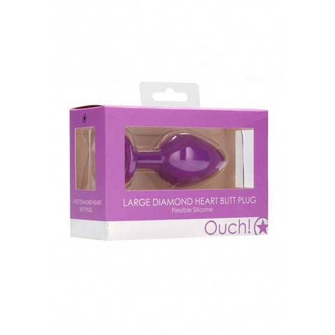 Ouch! Diamond Heart Butt Plug Large Purple