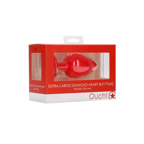 Ouch! Diamond Heart Butt Plug Extra Large Red