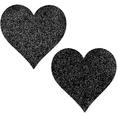 Heart Shaped Glitter Pasties Black O/S