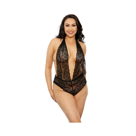 Lace Teddy Plus Size Black