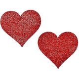 Heart Shaped Glitter Pasties Red O/S