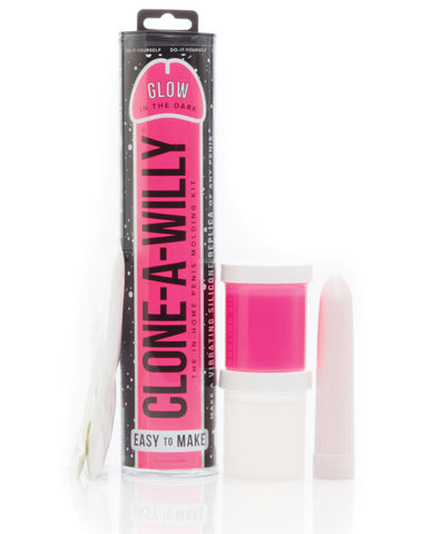 Clone-a-willy Kit Vibrating Glow In The Dark - Hot Pink