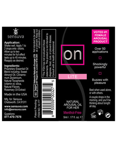 On Natural Arousal Oil For Her - Lite 5 Ml Bottle