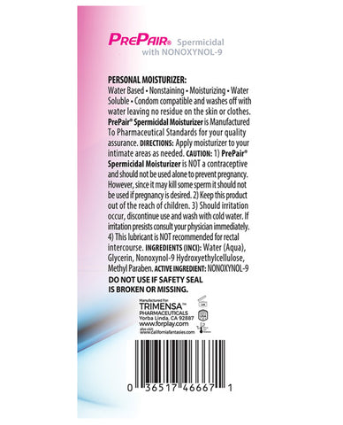 Prepair Spermicidal Lubricant - 4.5 Oz Bottle