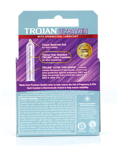 Trojan Ultra Thin Armor Spermicidal - Box Of 3