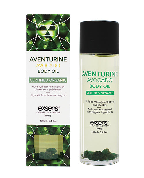 Exsens Of Paris Organic Body Oil W-stones - Adventurine Avocado 100 Ml