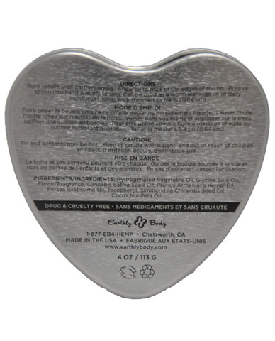 Earthly Body Suntouched Hemp Edible Candle - 4.7 Oz Heart Tin Peppermint