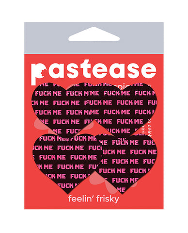 Pastease Petites Fuck Me Hearts - Black/pink O/s