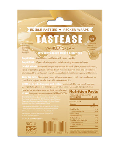 Pastease Tastease Edible Pasties & Pecker Wraps - Sweet Cream O-s