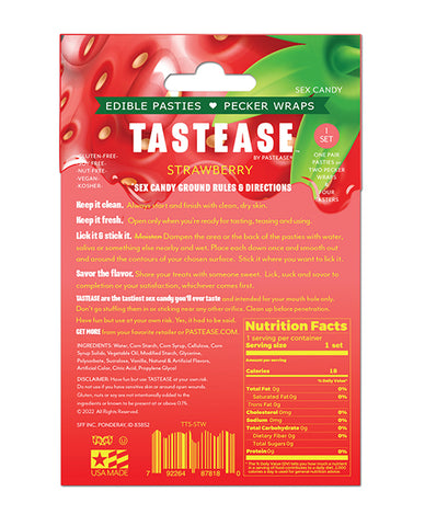 Pastease Tastease Edible Pasties & Pecker Wraps - Strawberry O-s