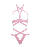 Kitten It's Complicated Open Elastic Strappy Bra & Open Back Panty Pink O/s