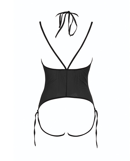 Allure Angelina Sheer Mesh Under Bust Teddy Black L/xl