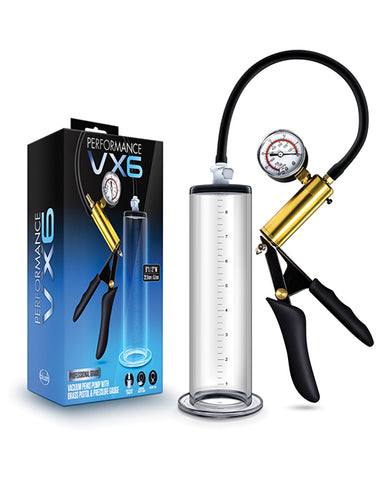 Blush Performance Vx6 Vacuum Penis Pump W-brass Pistol & Pressure Gauge - Clear