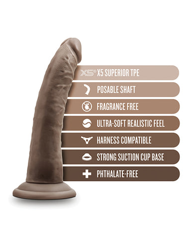 Blush Dr. Skin Plus 7 Inch Posable Dildo - Chocolate