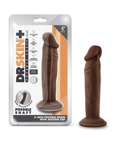 Blush Dr. Skin Plus 6 Inch Posable Dildo - Chocolate