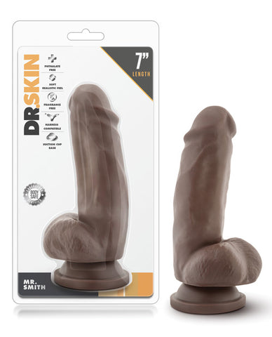 Blush Dr. Skin Mr. Smith 7 Inch Dildo W-suction Cup - Chocolate