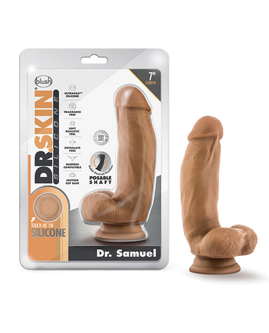 Blush Dr. Skin Silicone Dr. Samuel 7 Inch Dildo W-balls - Mocha