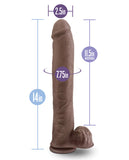 Blush Au Naturel Daddy 14 Inch Sensa Feel Dual Density Dong W-suction Cup - Chocolate