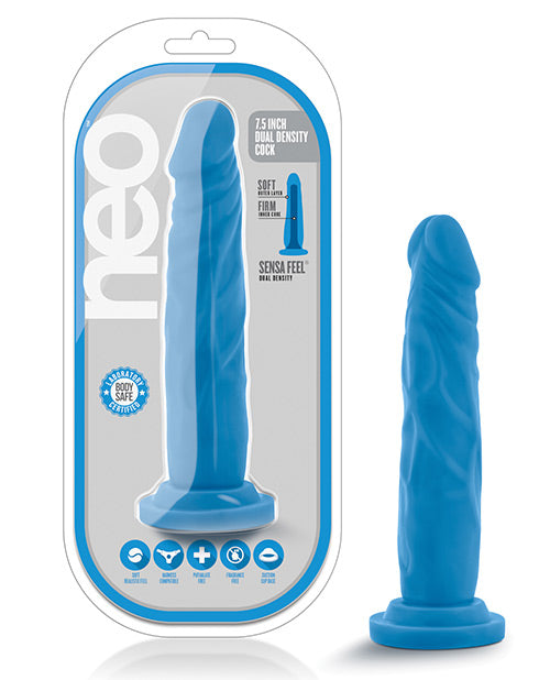 Blush Neo Dual Density 7.5 Inch Cock - Neon Blue