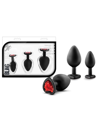 Blush Luxe Bling Plugs Training Kit - Black W-red Gems