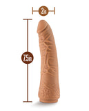 Blush Lock On 7.5 Inch Hexanite Dildo W-suction Cup Adapter - Mocha