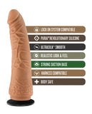 Blush Lock On 7.5 Inch Hexanite Dildo W-suction Cup Adapter - Mocha