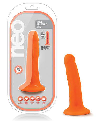 Blush Neo Dual Density 6 Inch Cock - Neon Orange