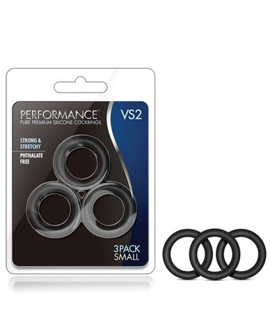 Blush Performance Vs2 Pure Premium Silicone Cockrings Small - Black