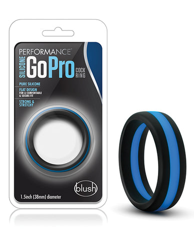 Blush Performance Silicone Go Pro Cock Ring - Black-blue