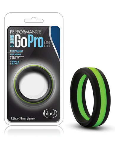 Blush Performance Silicone Go Pro Cock Ring - Black-green