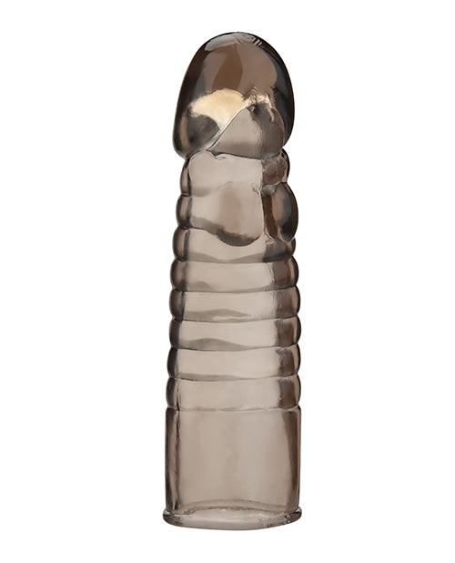 Blue Line C & B 6 Inch Ribbed Realistic Penis Enhancing Sleeve Extension - Smoke