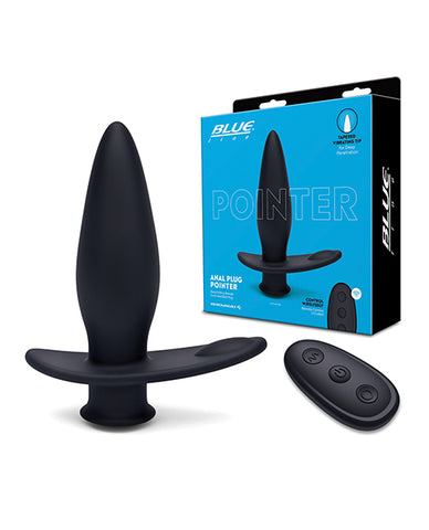 Blue Line Vibrating Anal Plug Pointer W-remote - Black