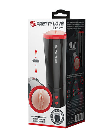 Pretty Love Ozzy Thrusting Male Masturbator W-flesh Sleeve - Black