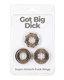 Got Big Dick 3 Pack Cock Rings - Black