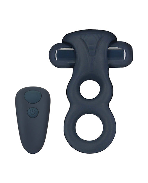 Lux Active Triad 4.5 Inch Vibrating Dual Ring W-remote - Dark Blue
