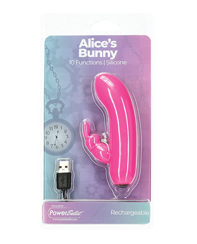 Alice's Bunny Rechargeable Bullet W-rabbit Sleeve - 10 Functions Pink