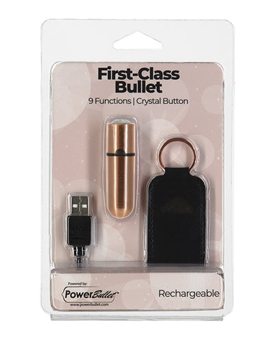 First Class Mini Rechargeable Bullet W-crystal - 9 Functions Rose Gold