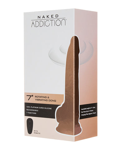 Naked Addiction 7 Inch Rotating & Vibrating Dong W-remote - Flesh