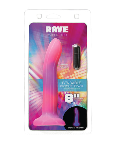 Addiction 8 Inch Rave Glow In The Dark Dong - Pink-purple