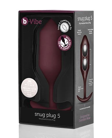 B-vibe Weighted Snug Plug 5 - 350 G Dark Red